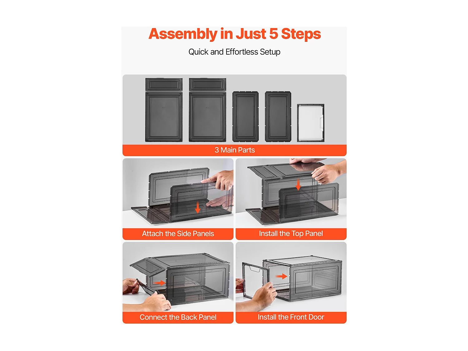 Cajas de Zapatos Apilables SucceBuy Lote de 6, Adecuadas para Tallas hasta US 13, de Plástico Robusto con Puerta Magnética, Ideales para Tacones