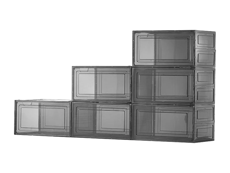 Cajas de Zapatos Apilables SucceBuy Lote de 6, Adecuadas para Tallas hasta US 13, de Plástico Robusto con Puerta Magnética, Ideales para Tacones