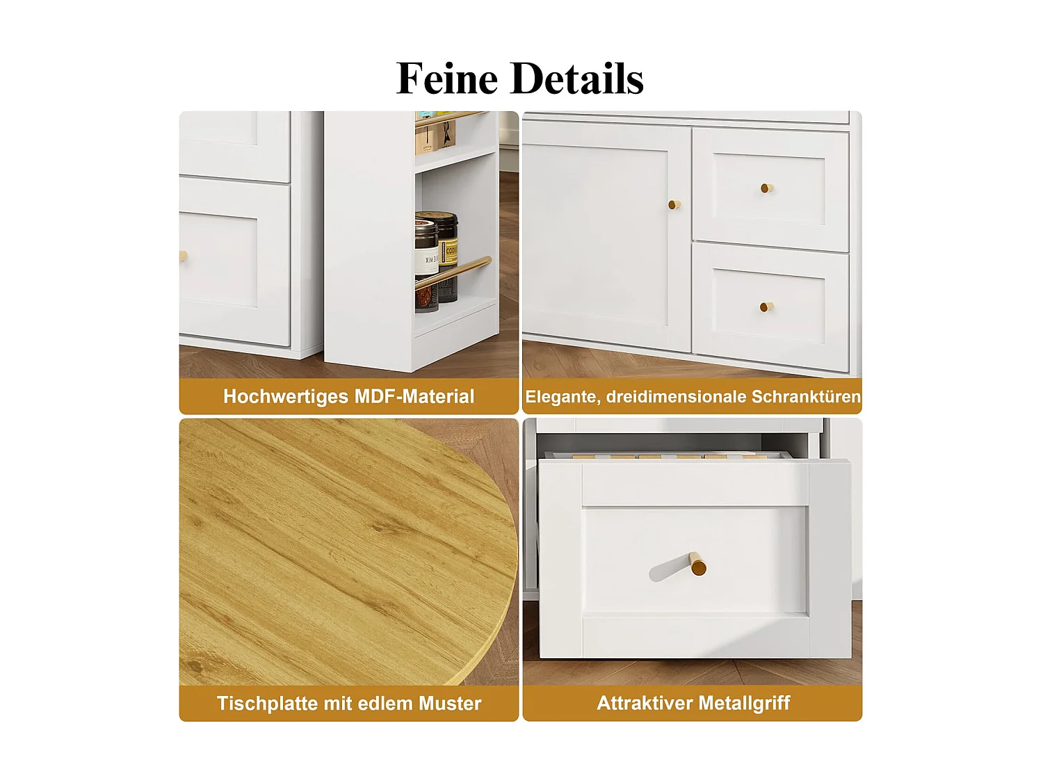 Ausziehbarer Bartisch mit Stauraum(weiß)Küchenschrank,Sideboard mit Snackregal,Teleskopischer Bartisch,Stehtisch Bistrotisch Hochtisch Kücheninsel