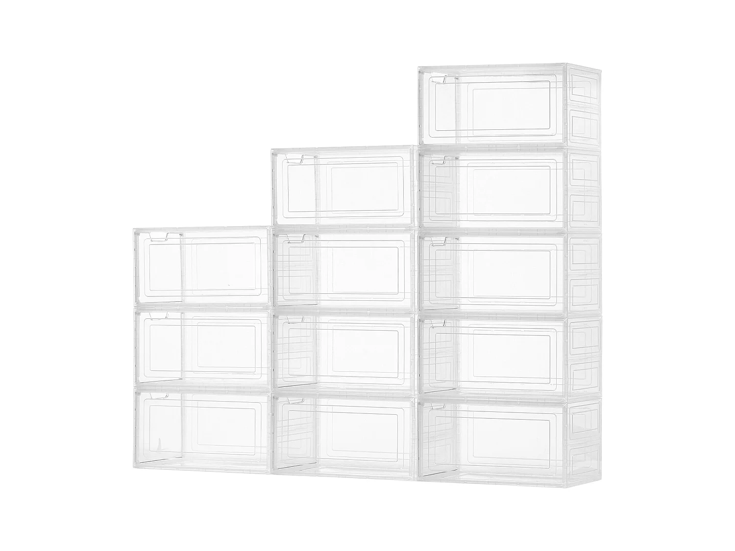 Boîtes à Chaussures Empilables SucceBuy Lot de 12, Adaptées aux Pointures jusqu'à US 13, en Plastique Durable avec Porte Magnétique, Idéales pour Talons