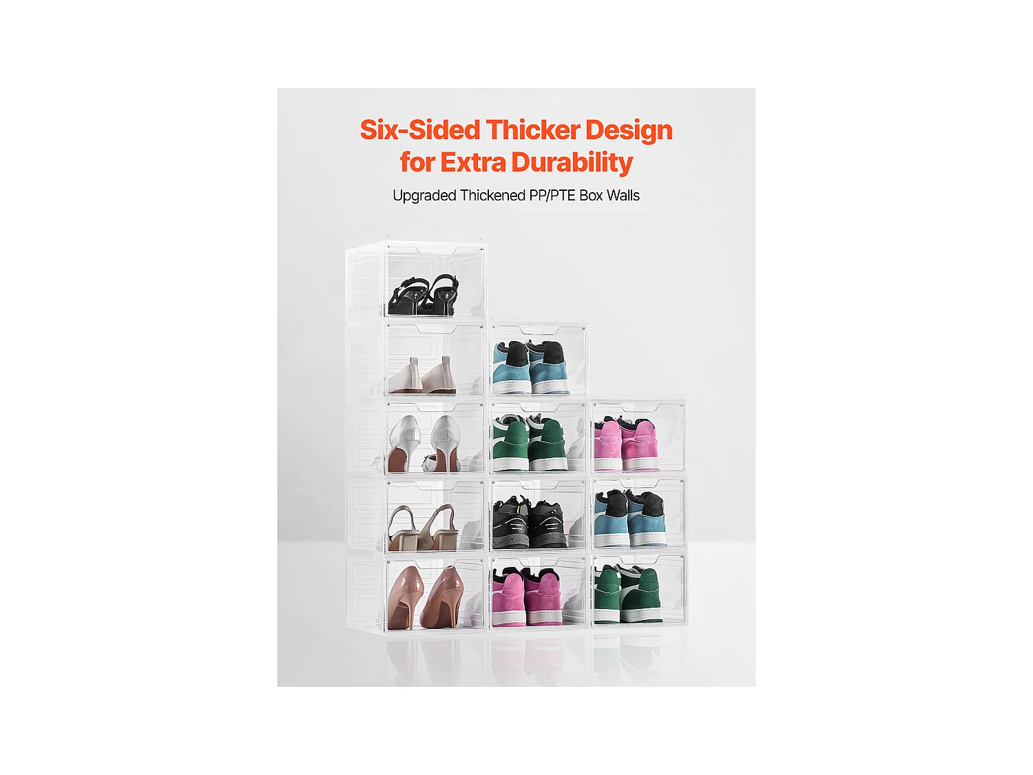 Boîtes à Chaussures Empilables SucceBuy Lot de 12, Adaptées aux Pointures jusqu'à US 13, en Plastique Durable avec Porte Magnétique, Idéales pour Talons