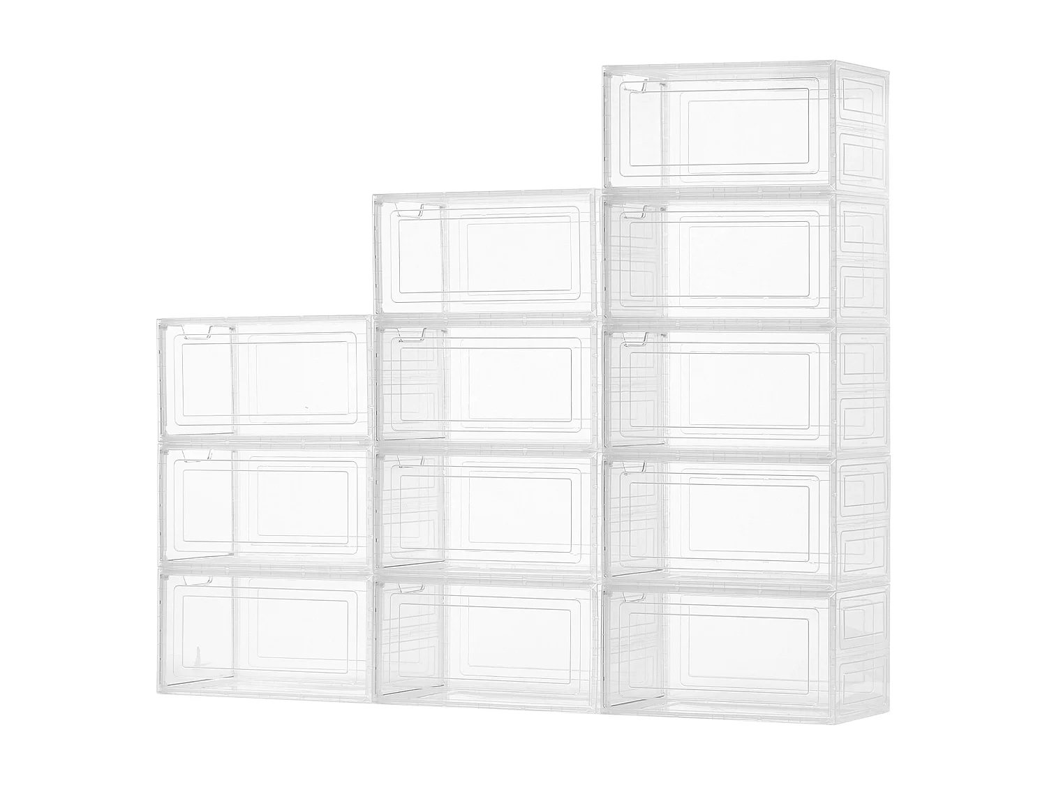 Boîtes à Chaussures Empilables SucceBuy Lot de 12, Adaptées aux Pointures jusqu'à US 13, en Plastique Durable avec Porte Magnétique, Idéales pour Talons