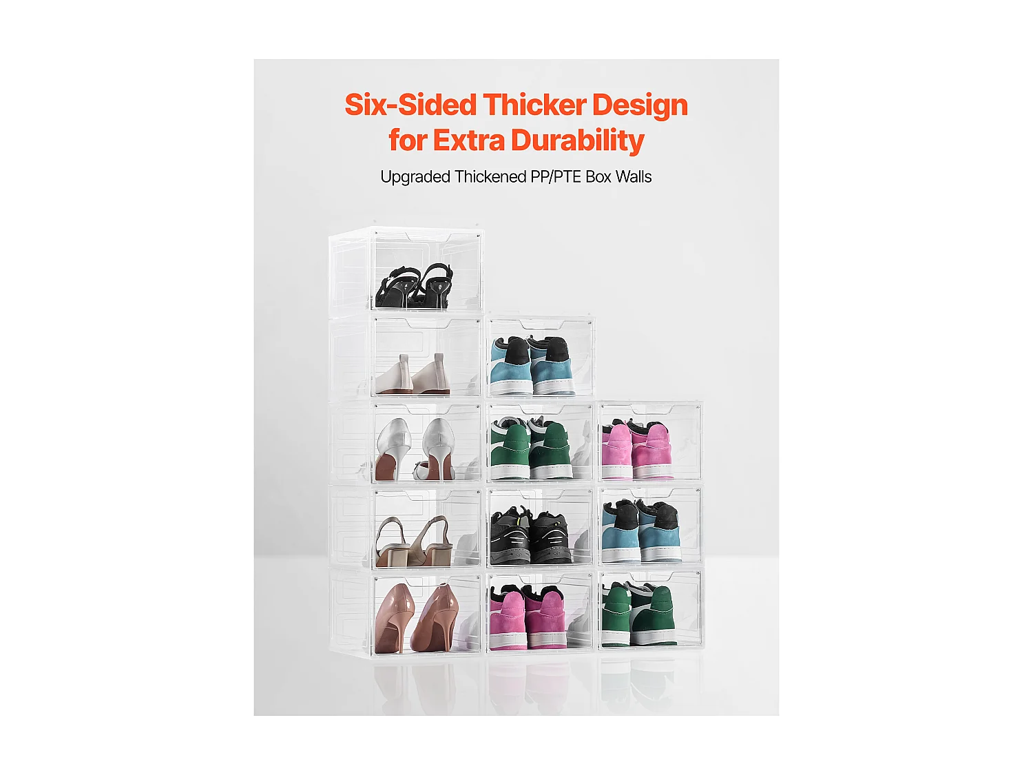 Boîtes à Chaussures Empilables SucceBuy Lot de 12, Adaptées aux Pointures jusqu'à US 13, en Plastique Durable avec Porte Magnétique, Idéales pour Talons