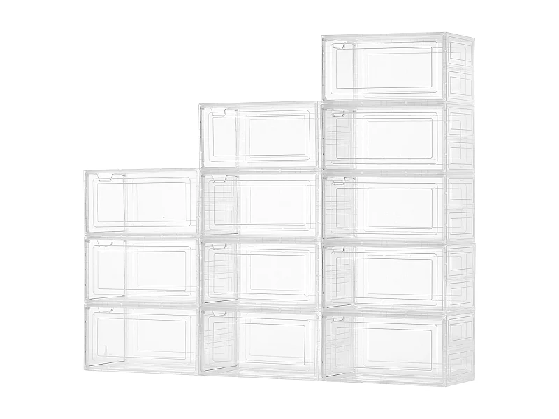 Boîtes à Chaussures Empilables SucceBuy Lot de 12, Adaptées aux Pointures jusqu'à US 13, en Plastique Durable avec Porte Magnétique, Idéales pour Talons