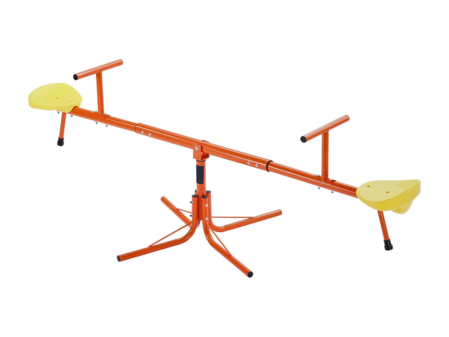 Balançoire à Bascule SucceBuy pour Enfants, Capacité de 45,4 kg par Siège, Équipée de Poignées Ergonomiques, Pieds de Support à 4 Branches, Rotation à 360°