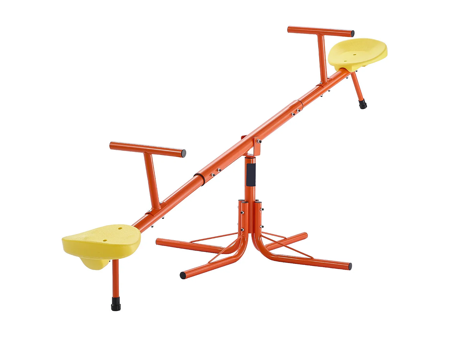 Balançoire à Bascule SucceBuy pour Enfants, Capacité de 45,4 kg par Siège, Équipée de Poignées Ergonomiques, Pieds de Support à 4 Branches, Rotation à 360°