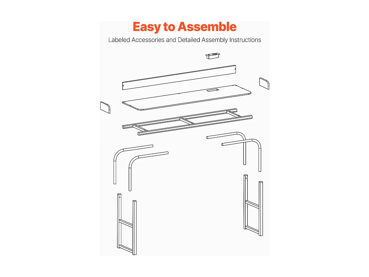 Mobiele Bedtafel Bijzettafel SucceBuy, met 4 Wielen en Stopcontact, in Hoogte Verstelbaar Bureau Boven het Bed voor Thuis, Kantoor, Zwart