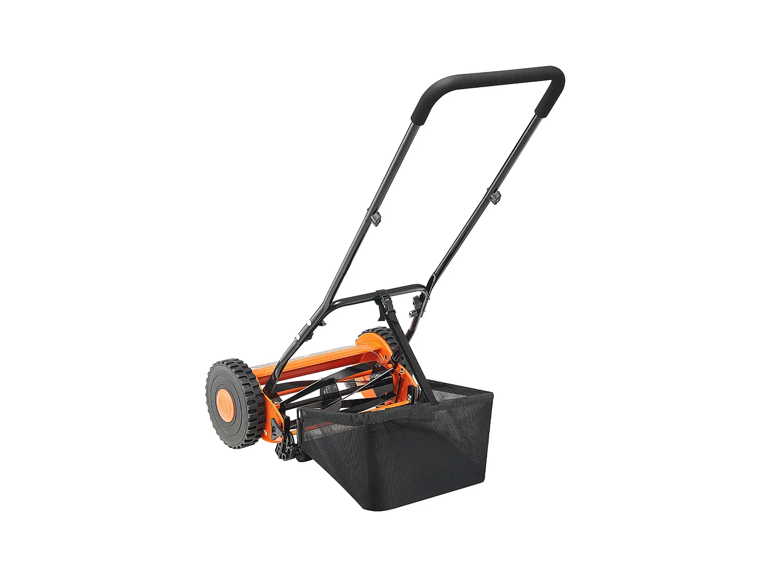 Tondeuse à Gazon SucceBuy Manuelle, Largeur de Coupe 35cm, 5 Lames en Acier, Hauteur de Coupe Ajustable de 1.5 à 4.5 cm, Équipée d'un Bac de Ramassage