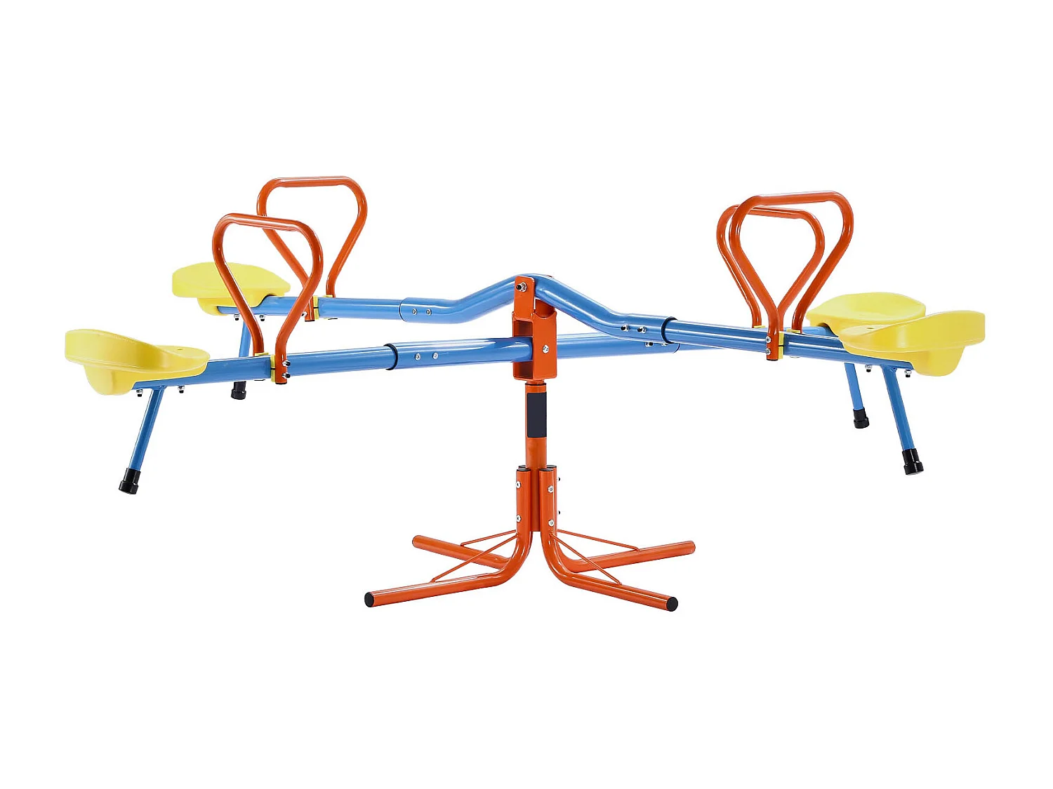 Balanço de Gangorra SucceBuy para Crianças, Capacidade 49,9 kg por Assento, Equipado com Alças Ergonômicas, Pés de Suporte de 4 Ramos, Rotação 360°