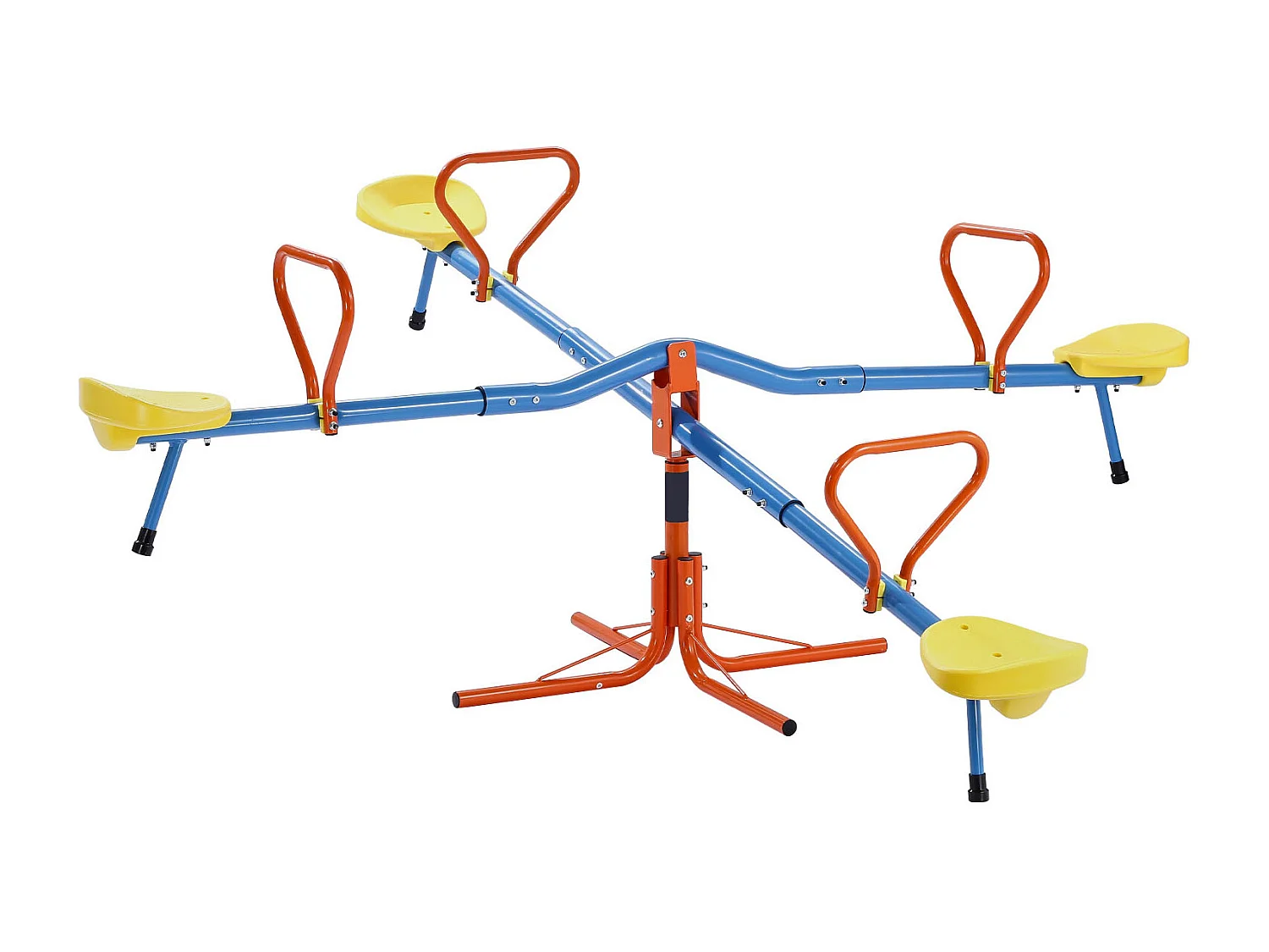 Balanço de Gangorra SucceBuy para Crianças, Capacidade 49,9 kg por Assento, Equipado com Alças Ergonômicas, Pés de Suporte de 4 Ramos, Rotação 360°