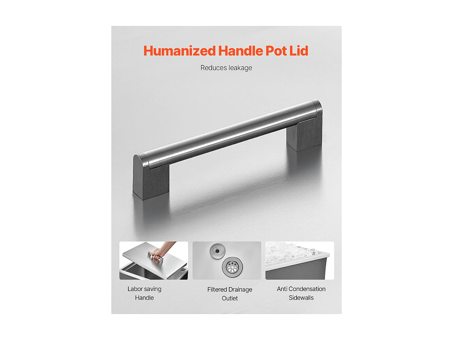 Glacière Encastrable SucceBuy en Acier Inoxydable, 50,8 x 35,5 x 30,6 cm, Bac à Glace Commercial de 30 L pour l'Extérieur, pour Vin et Bière Frais