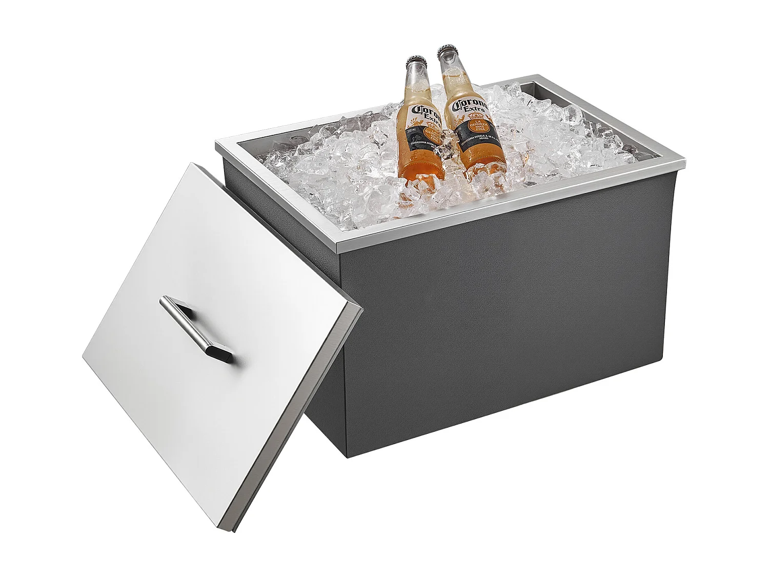 Glacière Encastrable SucceBuy en Acier Inoxydable, 50,8 x 35,5 x 30,6 cm, Bac à Glace Commercial de 30 L pour l'Extérieur, pour Vin et Bière Frais