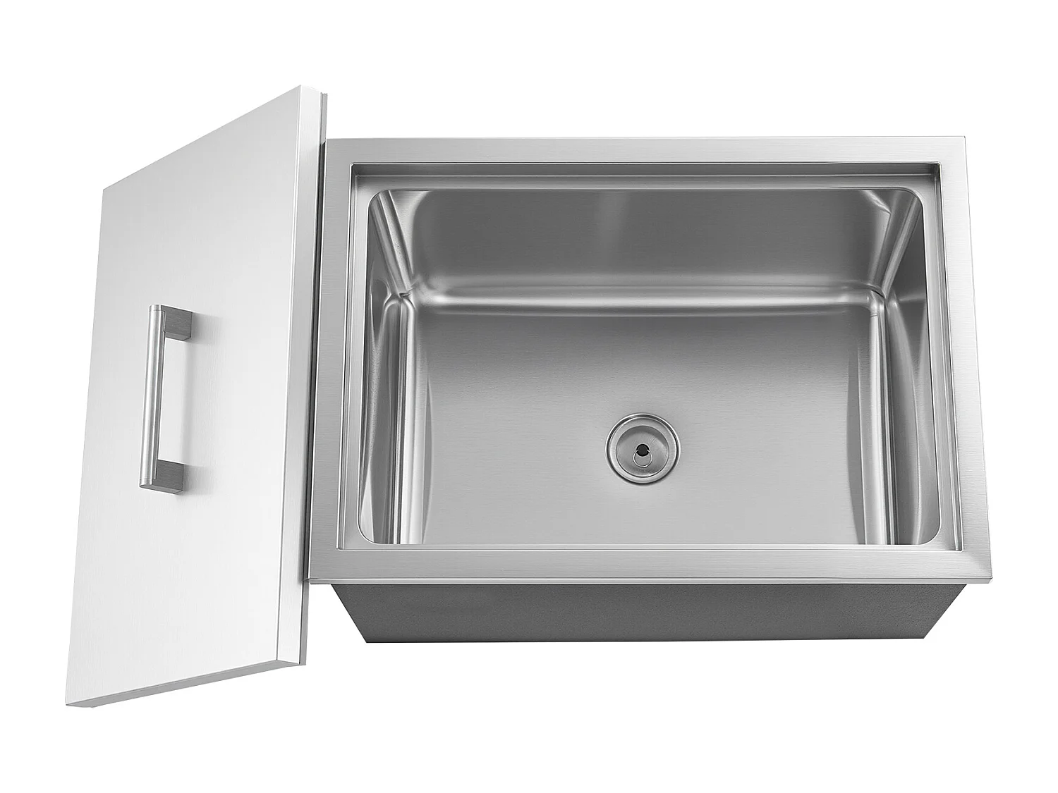 Glacière Encastrable SucceBuy en Acier Inoxydable, 50,8 x 35,5 x 30,6 cm, Bac à Glace Commercial de 30 L pour l'Extérieur, pour Vin et Bière Frais