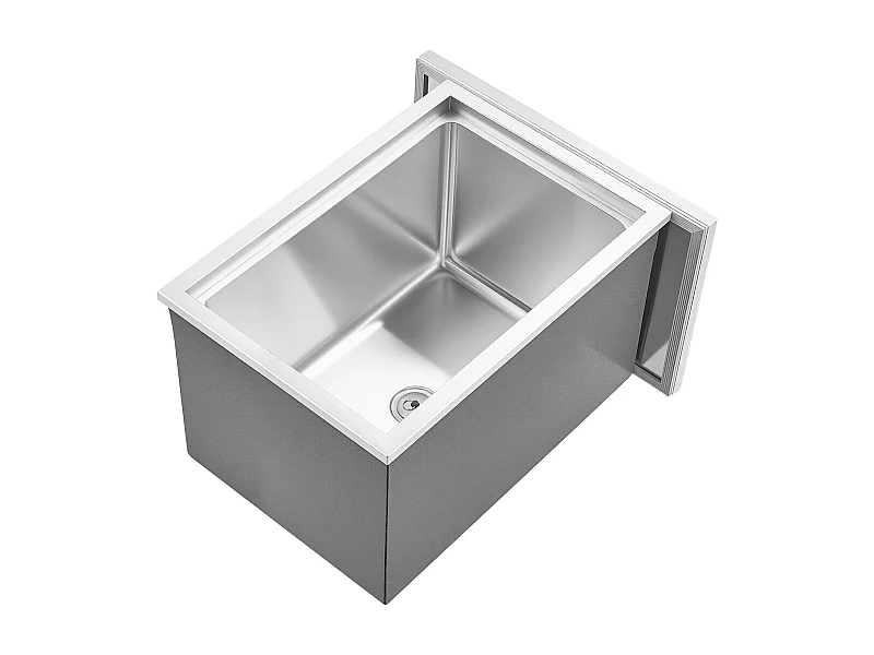 Glacière Encastrable SucceBuy en Acier Inoxydable, 50,8 x 35,5 x 30,6 cm, Bac à Glace Commercial de 30 L pour l'Extérieur, pour Vin et Bière Frais