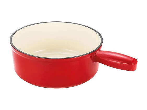 Poêlon à Fondue en Fonte Émaillée Rouge 20cm - Pour Fromages et Fondue Savoyarde