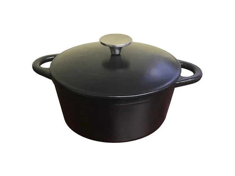 Cocotte en fonte - BAUMALU - 336407 - Ronde 26 cm - Noir mat