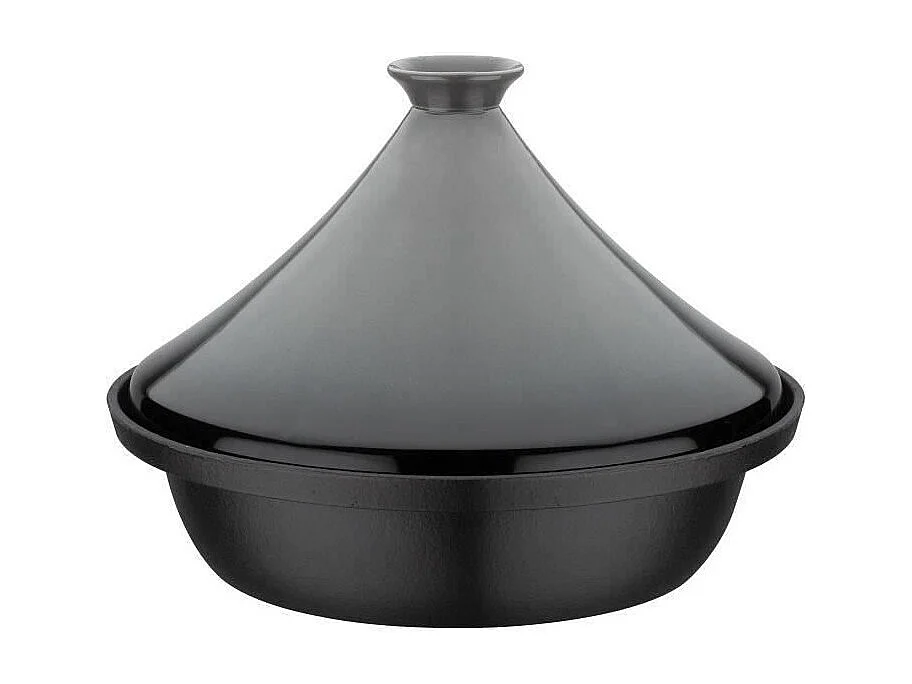 Tajine fonte massive - GSW - 30 x 22 cm - Couvercle céramique - Induction - Gris