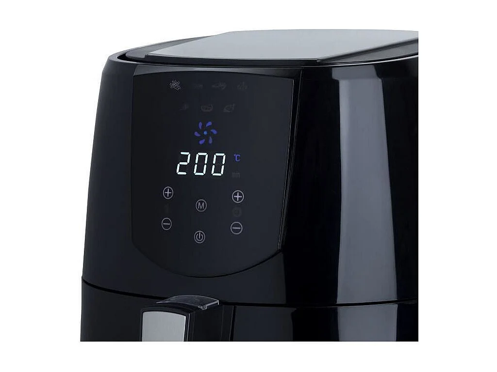 H.KoeNIG FRY800 - Friteuse sans huile - 4L - 7 programmes - 1400W - 80? a 200?C - Minuteur 60min - Arret automatique - Noir