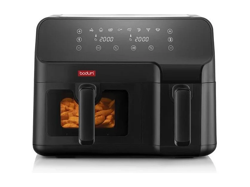 Friteuse électrique a air pulsé - BODUM - MELIOR - Double compartiment 3,2 l et 5,1 l - 2 700 W - Noir