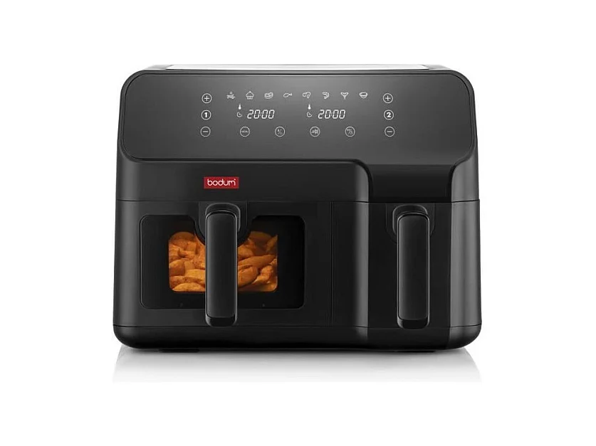 Friteuse électrique a air pulsé - BODUM - MELIOR - Double compartiment 3,2 l et 5,1 l - 2 700 W - Noir