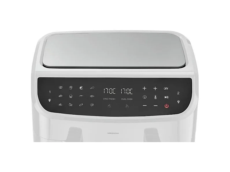 Friteuse a Air Chaud - MEDION - P20 XXL Twin - 2600 W - 2 paniers - 9 programmes - Blanc