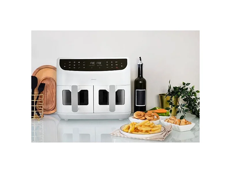 Friteuse a Air Chaud - MEDION - P20 XXL Twin - 2600 W - 2 paniers - 9 programmes - Blanc