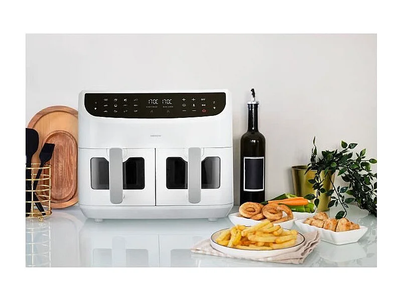 Friteuse a Air Chaud - MEDION - P20 XXL Twin - 2600 W - 2 paniers - 9 programmes - Blanc