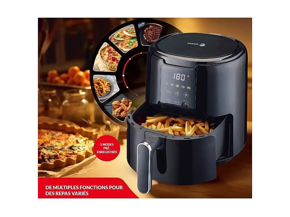 Friteuse sans huile - FAGOR - Airfryer FG4210 - 4.2 L - 1300 W - Ecran tactile - 5 pré-réglages de cuisson - Minuterie - Noir