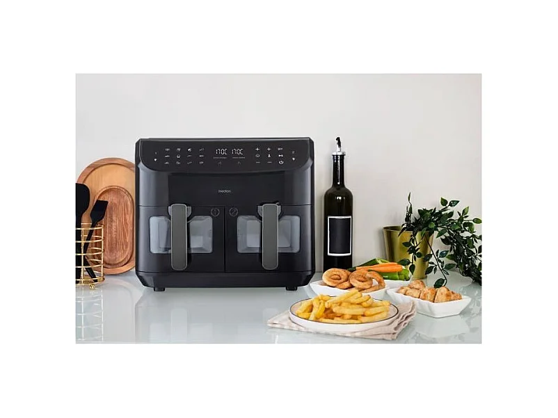 Friteuse a Air Chaud - MEDION - P20 XXL Twin - 2600 W - 2 paniers - 9 programmes - Noir