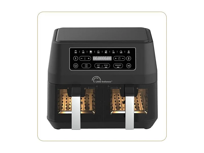 Friteuse diététique - LITTLE BALANCE - 8765 - Crousty light duo - 9 L - 2460 W - 9 programmes - Noir