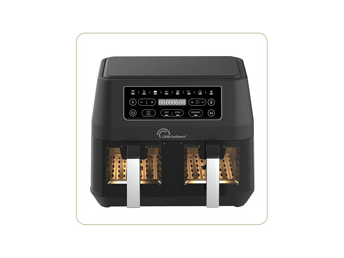 Friteuse diététique - LITTLE BALANCE - 8765 - Crousty light duo - 9 L - 2460 W - 9 programmes - Noir
