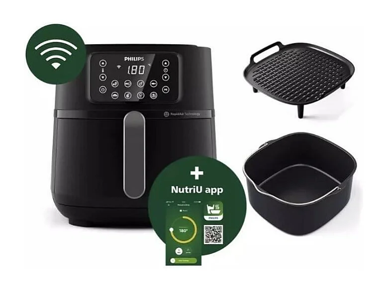 Friteuse sans huile - PHILIPS - Airfryer Connecté XXL HD9285/96 Série 5000 - 7,2L - 6 personnes - 16 préréglages - Noir