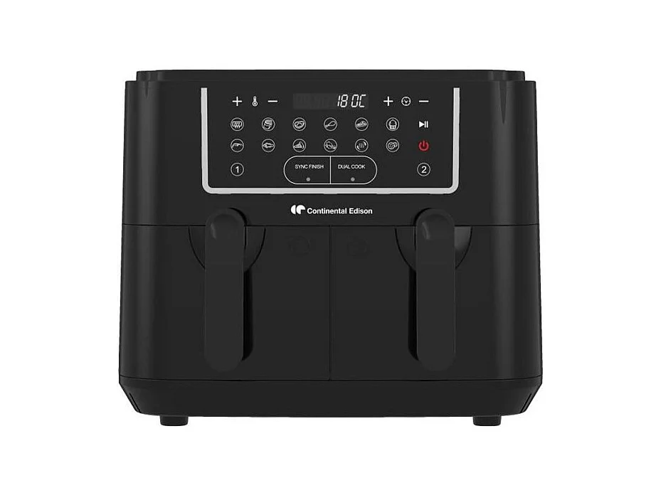 Friteuse a Air Sans huile CONTINENTAL EDISON - RFRSH24002CB - 9 L - Double bacs - 2400W - Noir