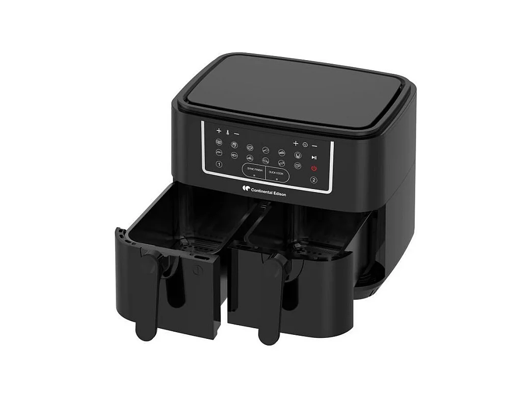 Friteuse a Air Sans huile CONTINENTAL EDISON - RFRSH24002CB - 9 L - Double bacs - 2400W - Noir