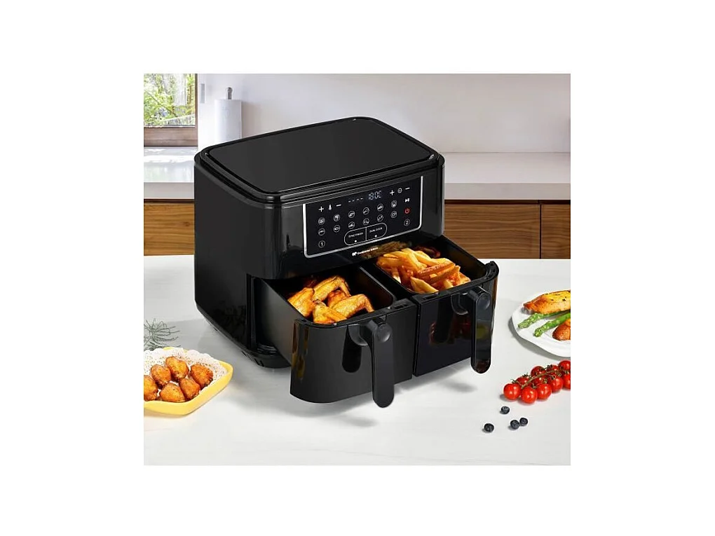 Friteuse a Air Sans huile CONTINENTAL EDISON - RFRSH24002CB - 9 L - Double bacs - 2400W - Noir