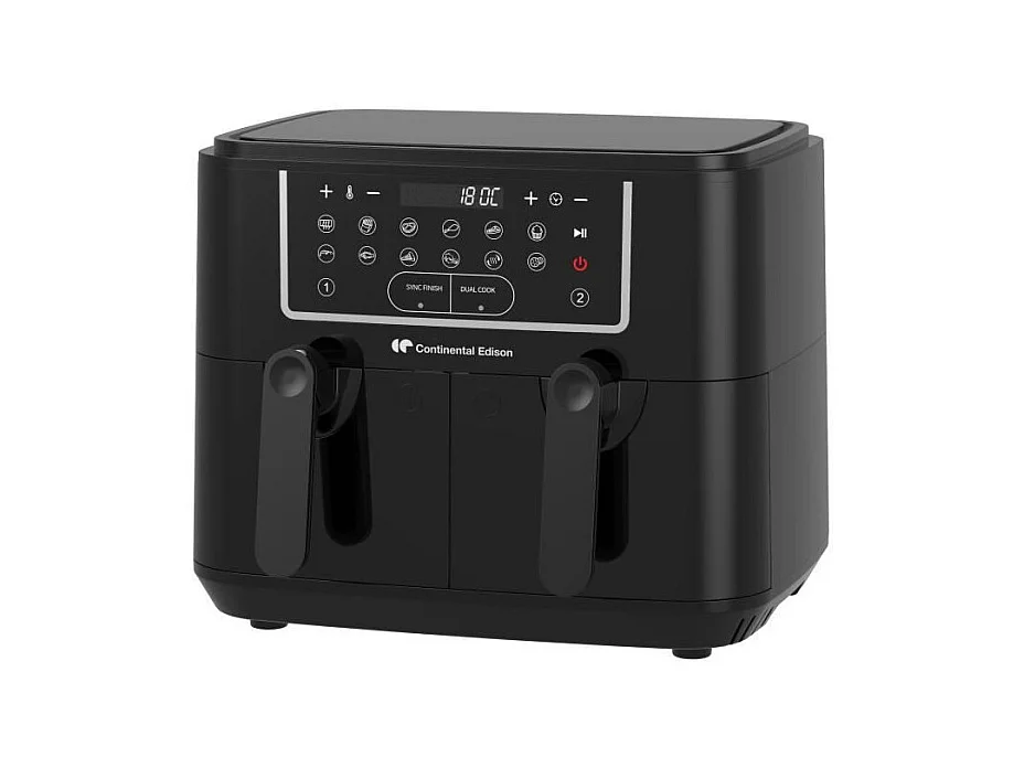 Friteuse a Air Sans huile CONTINENTAL EDISON - RFRSH24002CB - 9 L - Double bacs - 2400W - Noir