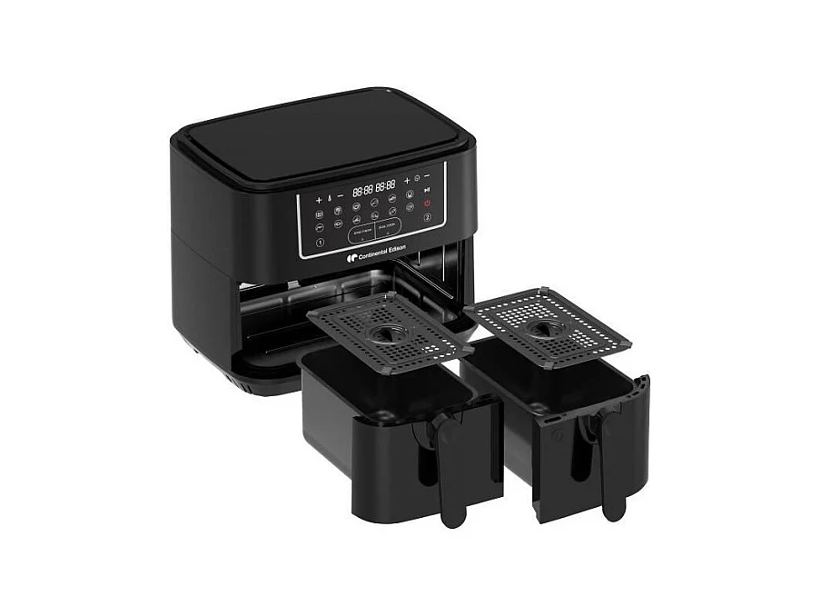 Friteuse a Air Sans huile CONTINENTAL EDISON - RFRSH24002CB - 9 L - Double bacs - 2400W - Noir