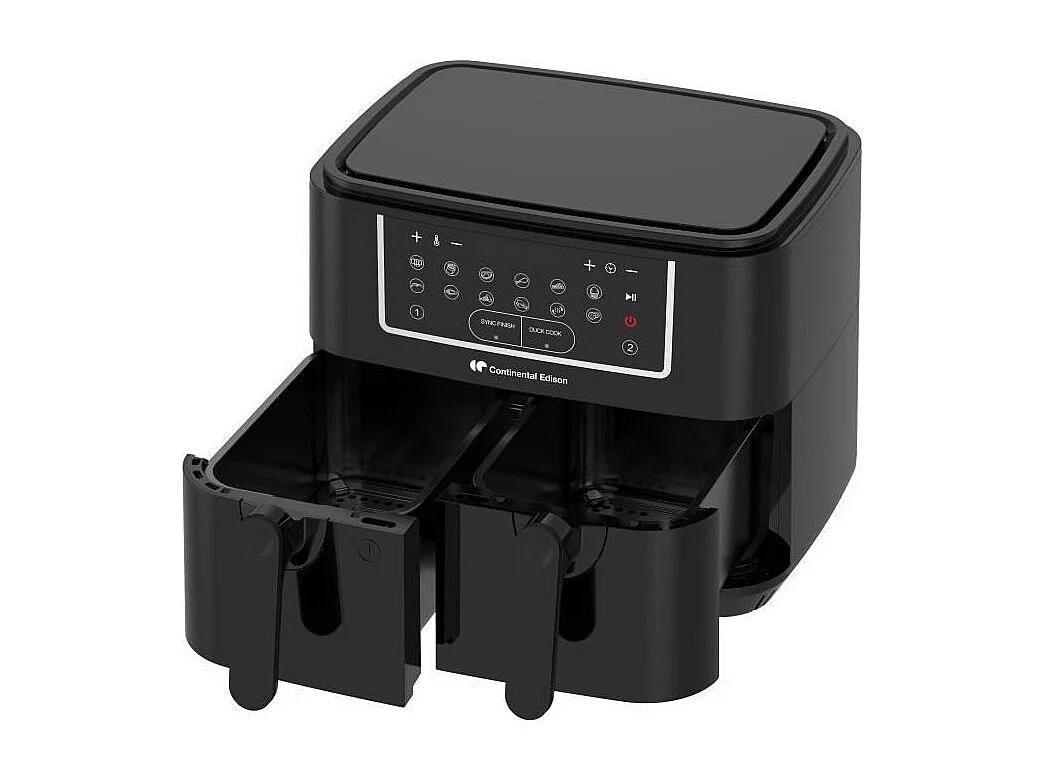 Friteuse a Air Sans huile CONTINENTAL EDISON - RFRSH24002CB - 9 L - Double bacs - 2400W - Noir