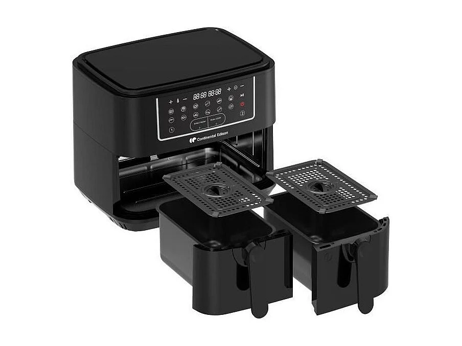 Friteuse a Air Sans huile CONTINENTAL EDISON - RFRSH24002CB - 9 L - Double bacs - 2400W - Noir