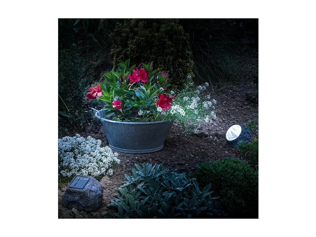 Foco solar de poliresina - GALIX - Rocher - 10 lúmenes - Marrón - LED