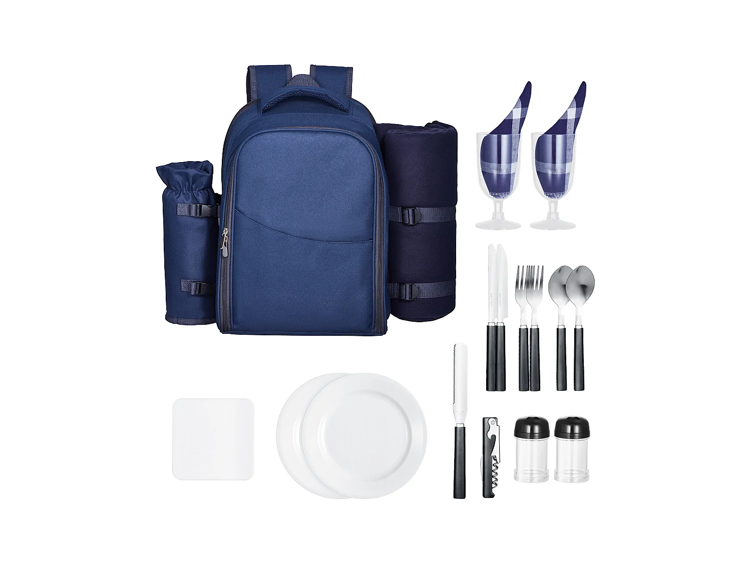 Sac à Dos Isotherme SucceBuy pour 2 Personnes, Sac à Dos de Pique-nique avec Compartiment Isotherme, Randonnée Camping, Bleu Marine