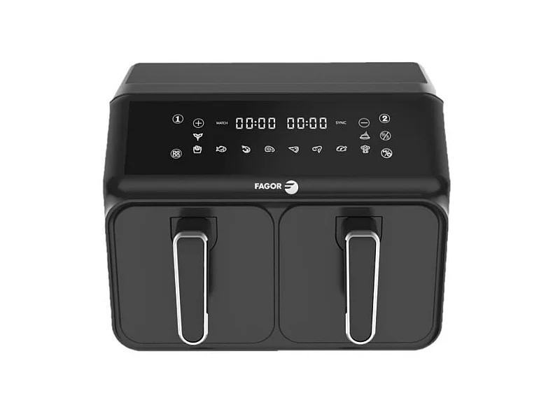 Friteuse sans huile - FAGOR - Airfryer 2 cuves de 4L - 2200W - 8 programmes - Noir