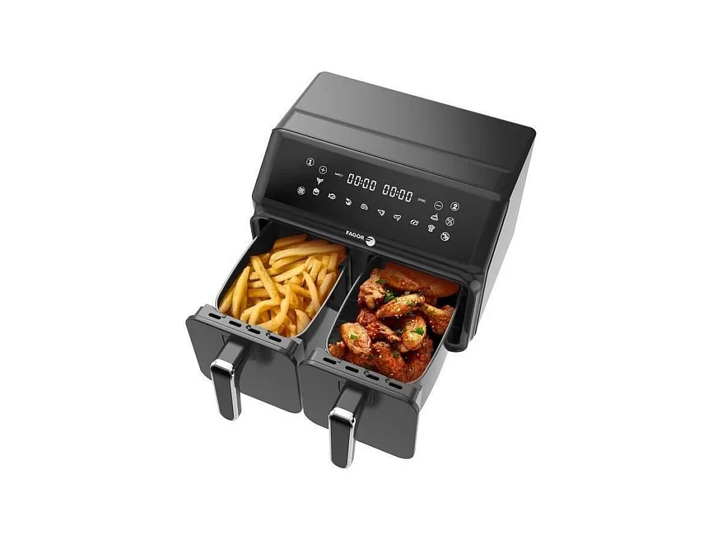 Friteuse sans huile - FAGOR - Airfryer 2 cuves de 4L - 2200W - 8 programmes - Noir