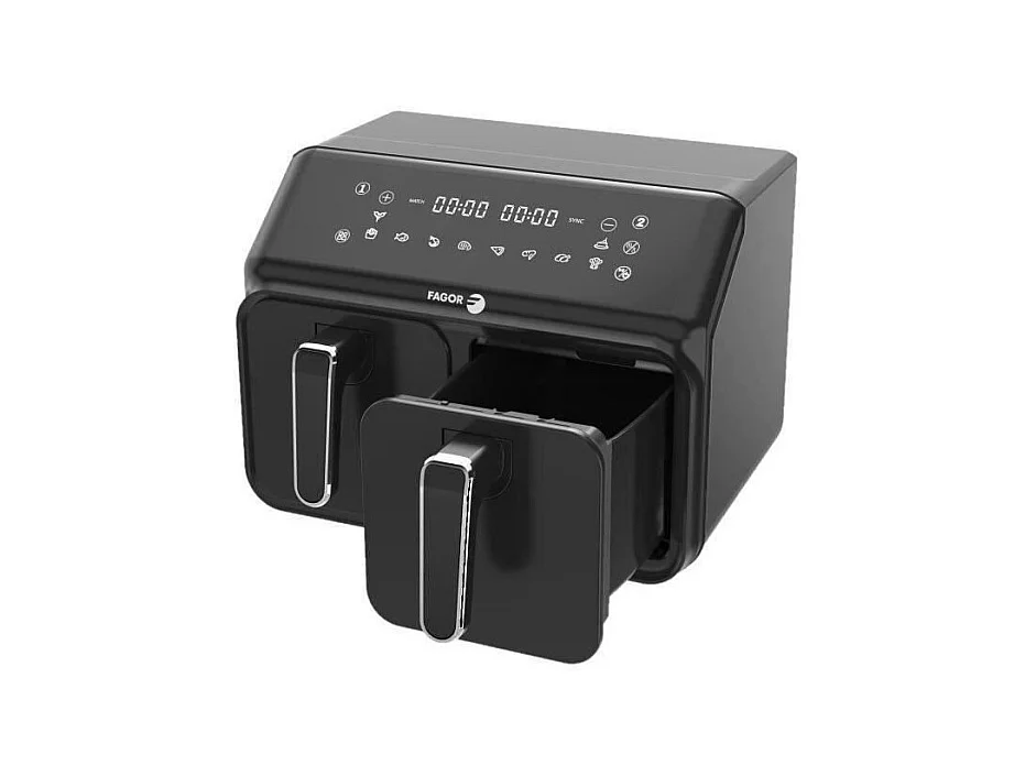 Friteuse sans huile - FAGOR - Airfryer 2 cuves de 4L - 2200W - 8 programmes - Noir