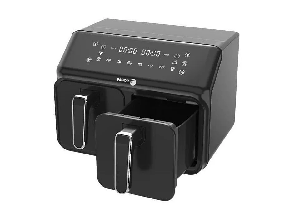 Friteuse sans huile - FAGOR - Airfryer 2 cuves de 4L - 2200W - 8 programmes - Noir