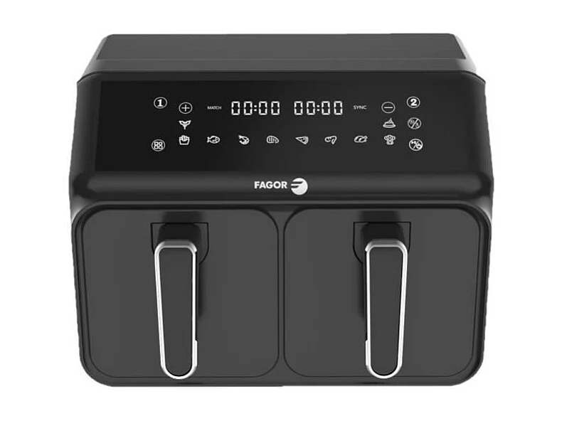 Friteuse sans huile - FAGOR - Airfryer 2 cuves de 4L - 2200W - 8 programmes - Noir