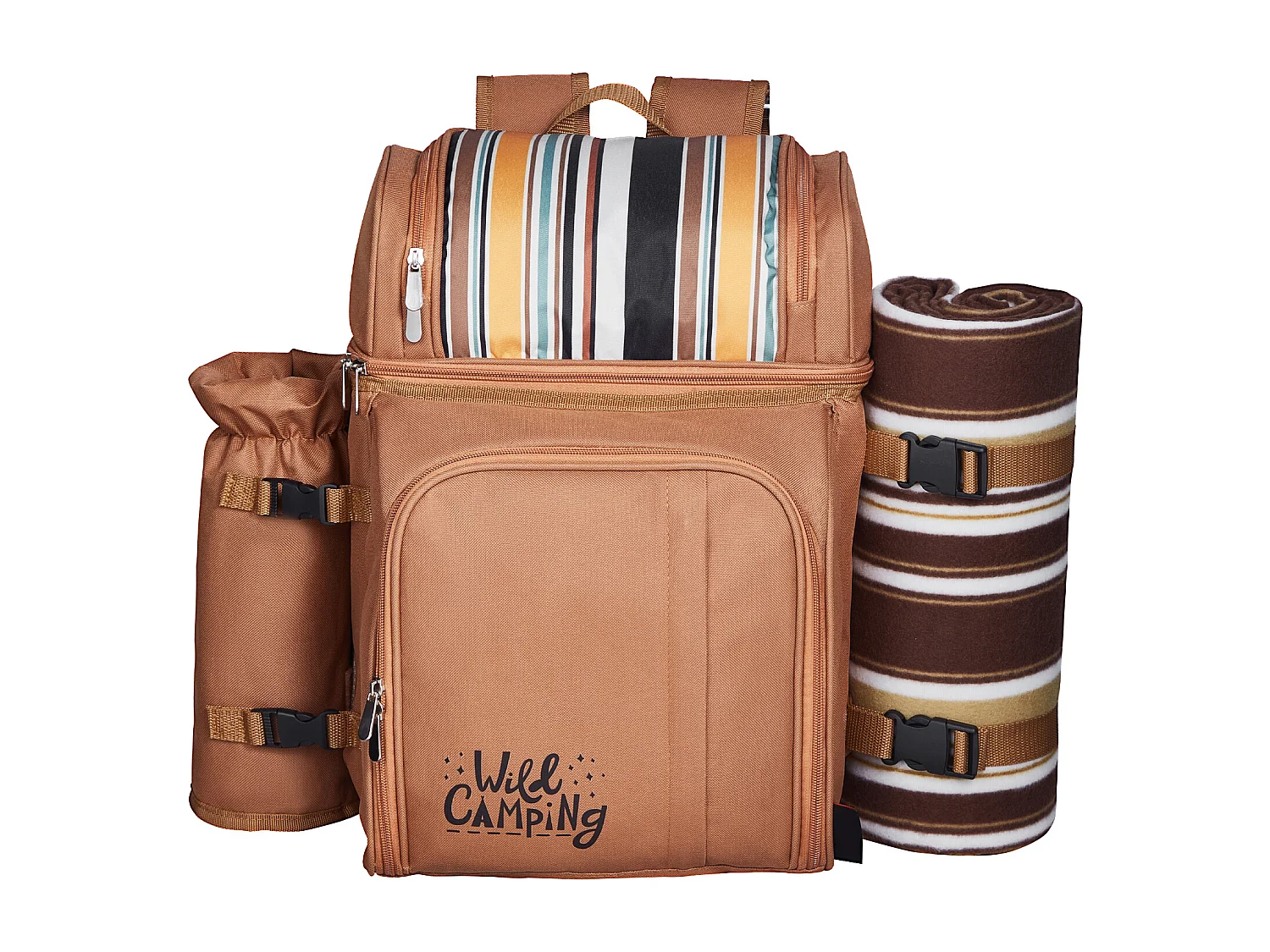 Sac à Dos Isotherme SucceBuy pour 4 Personnes, Sac à Dos de Pique-nique avec Compartiment Isotherme, Randonnée Camping, Marron