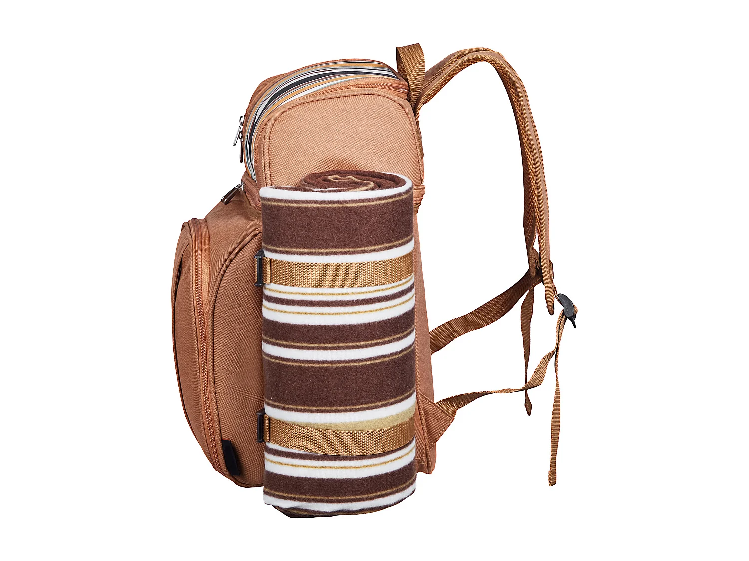 Sac à Dos Isotherme SucceBuy pour 4 Personnes, Sac à Dos de Pique-nique avec Compartiment Isotherme, Randonnée Camping, Marron