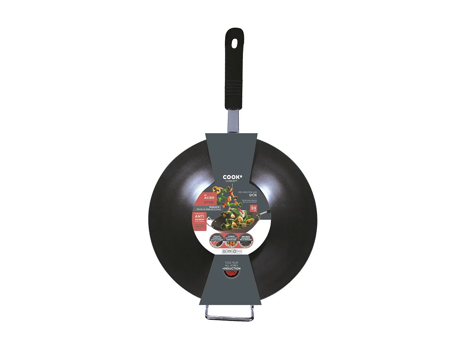 Wok Acier 33cm Tous Feux - MAXON