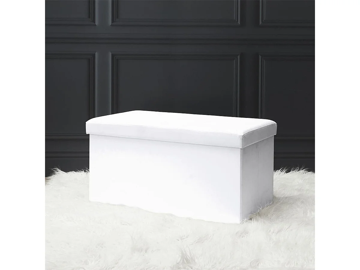 Banc Coffre Pliable Simili Cuir Blanc Capitonné - RONNY